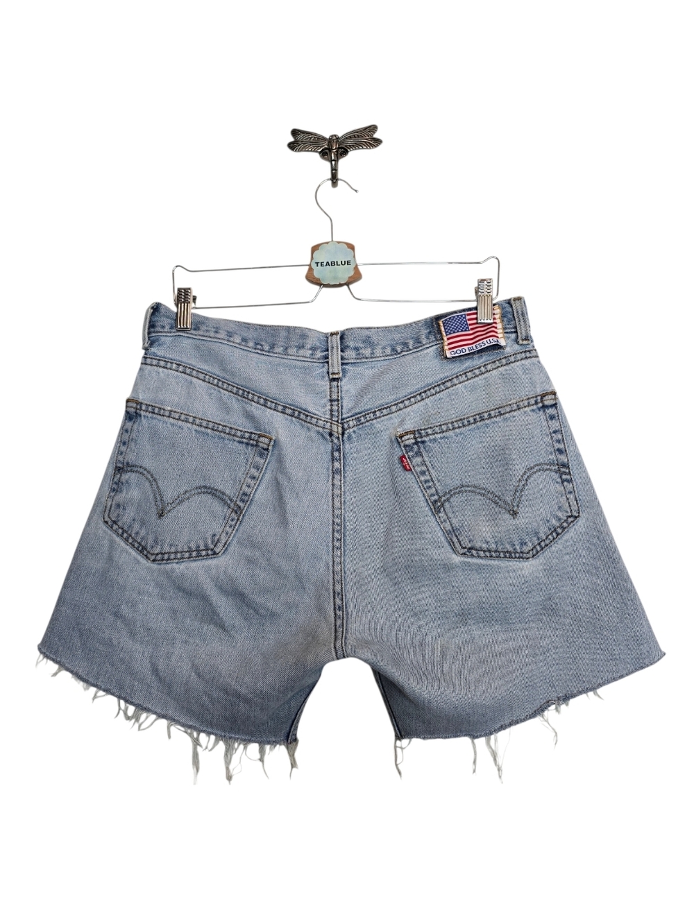 Levi's 505 "God Bless USA" Jean Shorts God Bless America Patch 34